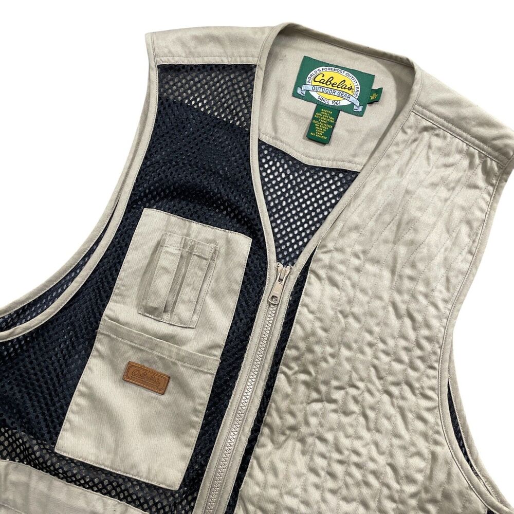 Cabela's XL Vest Full Zip Net Back Pockets Cotton Polyester - Picture 2 of 5